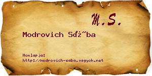 Modrovich Sába névjegykártya